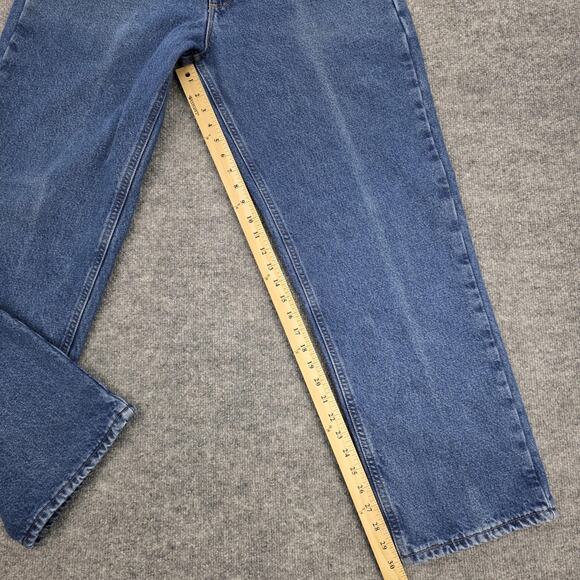 Carhartt Jeans Mens 36x32 Blue Flannel Lined Relaxed Fit B172 DST Denim Workwear - Picture 6 of 16